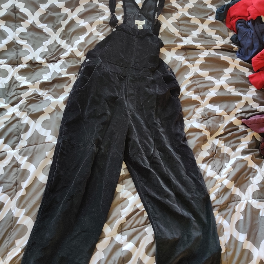 CRAZY Black Velour overalls